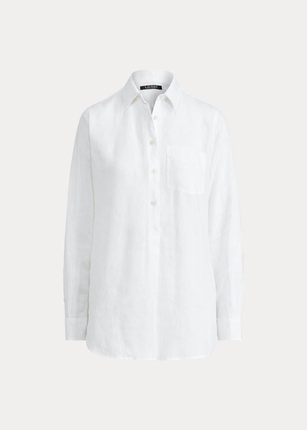 Women's Ralph Lauren Linen Long Sleeve Shirts | 913740EGA